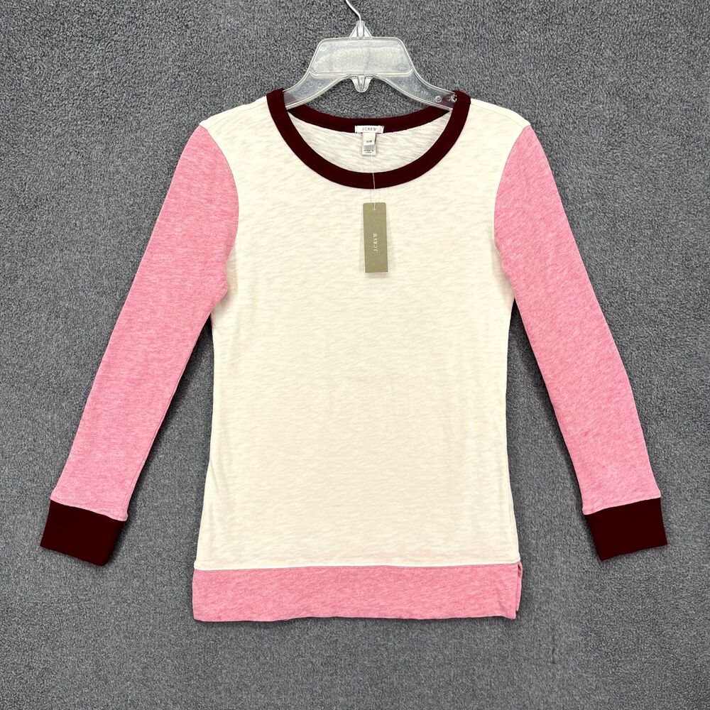 J Crew Shirt Youth Girls XXS Pink beige Long Sleeve‎ Crew Neck Pullover